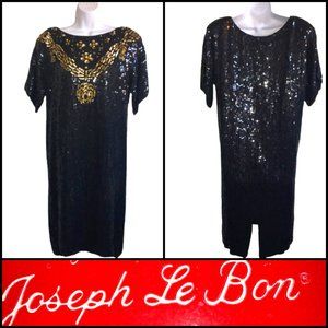 Jean for Joseph Le Bon Sequin Silk Dress Vintage New Old Stock 80s  Black M
